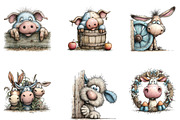 Whimsical Funny Farm Animals, a Seasonal Illustration by CreationArt (Thumbnail 5 of 5)