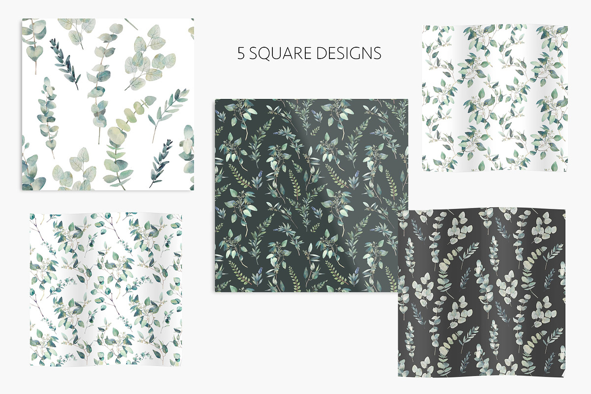 Eucalyptus watercolor pattern, a Pattern Graphic by Eisfrei (Photo 3 of 5)
