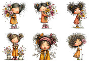 Whimsical Girl & Flower Spring PNG, an Illustration by CraftArtStudio (Thumbnail 2 of 6)