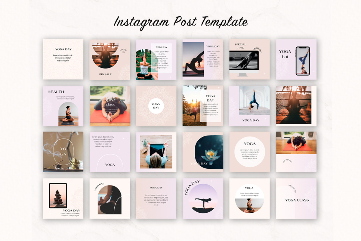 Instagram Yoga Templates Canva, a Social Media Template by SvetaArtStore