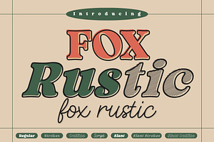 Fox Rustic: 7 Font Styles, a Serif Font by Fox7 By Rattana