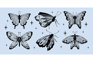 Black butterfly silhouettes, an Object Illustration by art PVP - market