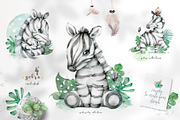 Cute Zebras Watercolor Jungle, an Animal Illustration by Ann Art Houze (Thumbnail 2 of 13)