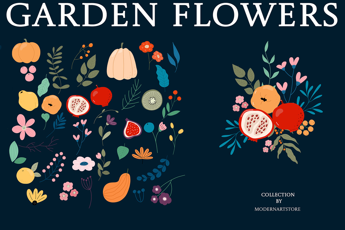 FLORAL GARDEN - clipart collection, a Texture Illustration by Spark Studio Brushes (Photo 7 of 7)