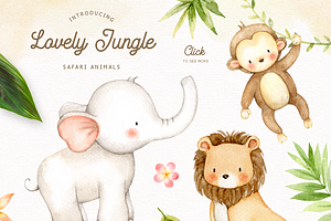 Lovely Jungle Safari Animals Clipart