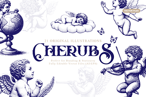 21 Cherub Illustrations - vector