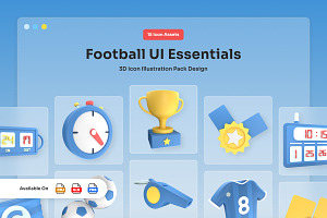 Premium 3D Football Icon Set for UI, a Sport Illustration by twinstd