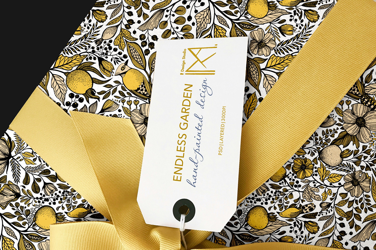 Endless Garden Yellow & Blue Pattern, a Pattern Graphic by Marta & Livonka (Photo 9 of 14)