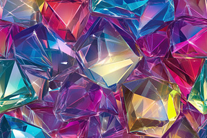 Seamless vibrant collection of colorful, faceted gemstones in various shapes, r, a Pattern Graphic by Textures & Backgrounds