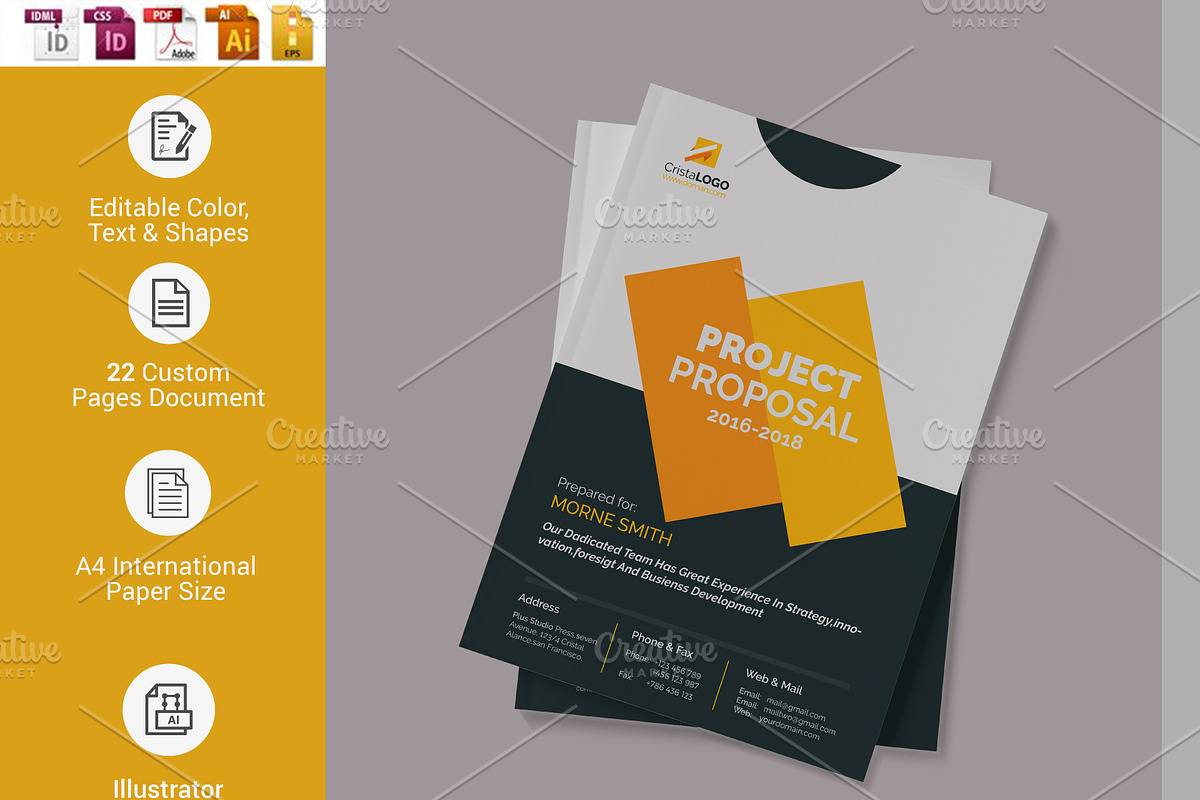 Proposal InDesign Template, a Stationery Template by Cristal Pioneer