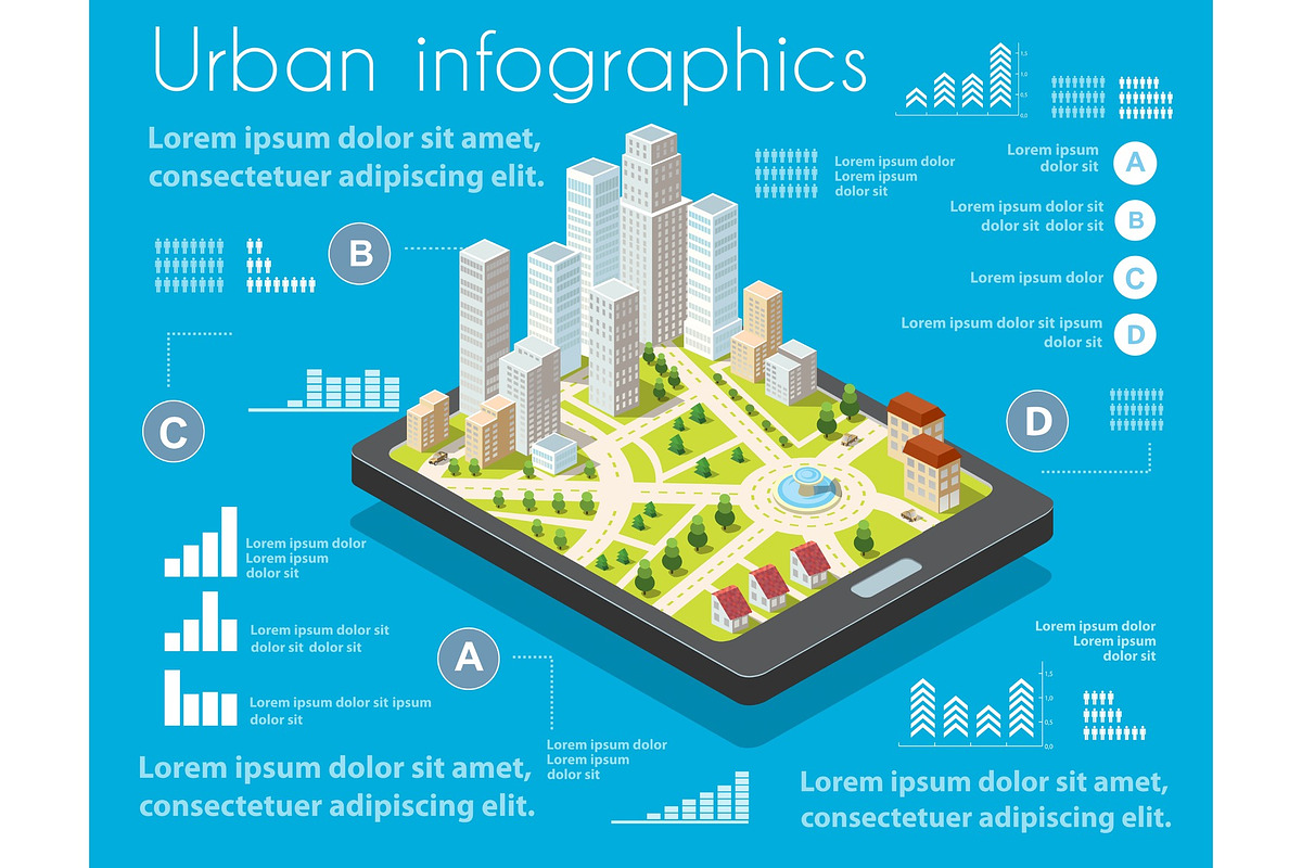 Isometric city map navigations urban, a Technology Illustration by AlexZeL (Photo 1 of 3)
