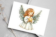 Watercolor Christmas Angel Clipart, an Illustration by Canvas Craft (Thumbnail 5 of 7)
