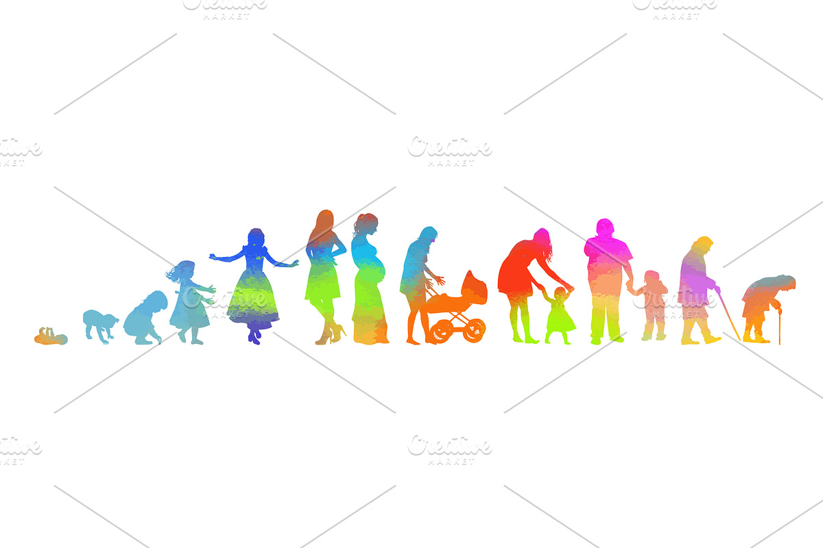 The colored life cycle of a woman, a Person Illustration by Nenahliadava Design
