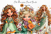 Cute Princesses PNG Clipart Bundle, a Seasonal Illustration by Craft Nest (Thumbnail 1 of 6)