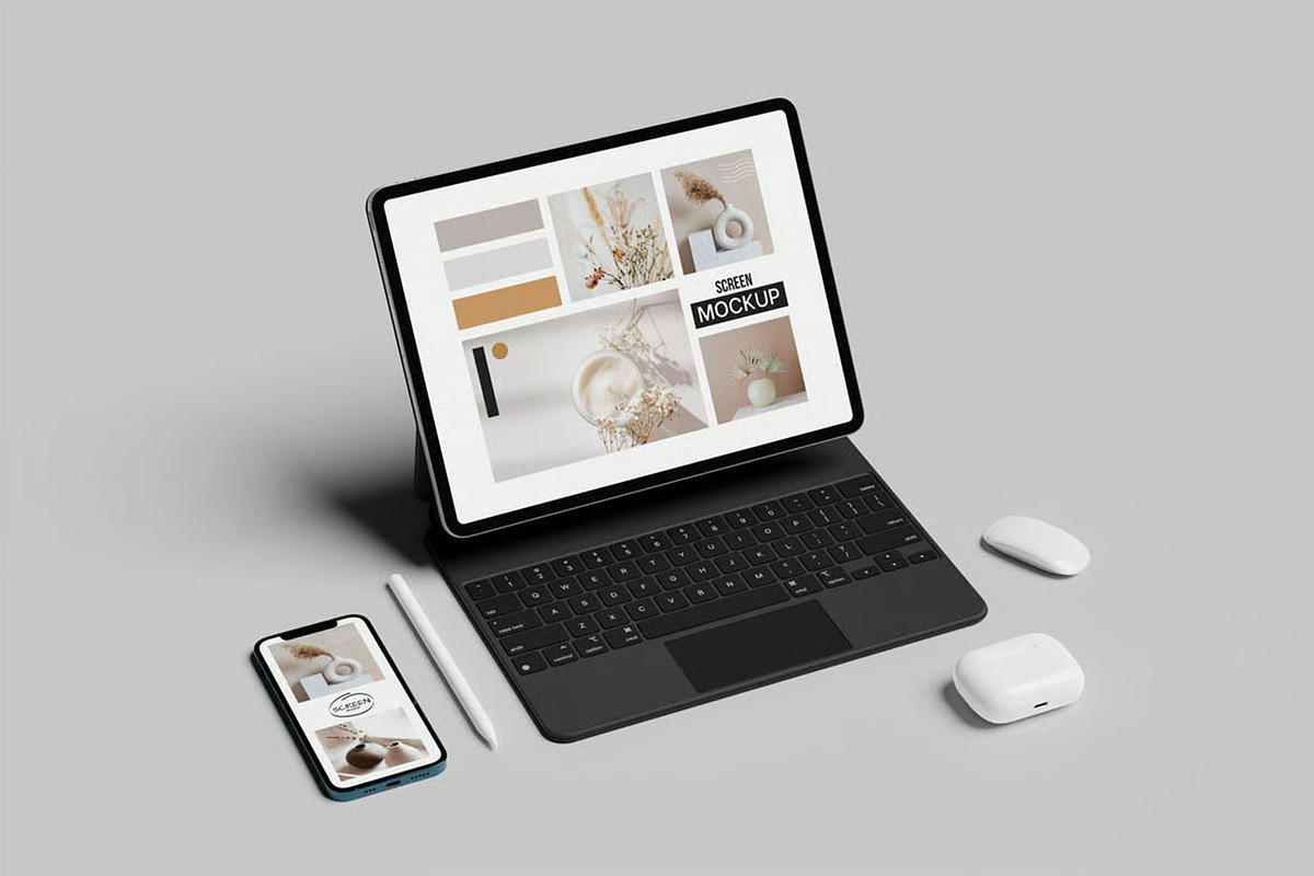 iPhone 12 & iPad Pro Mockup, an iPhone Mockup by zpackcreative (Photo 3 of 6)
