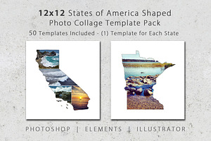12x12 USA State Photo Template Pack