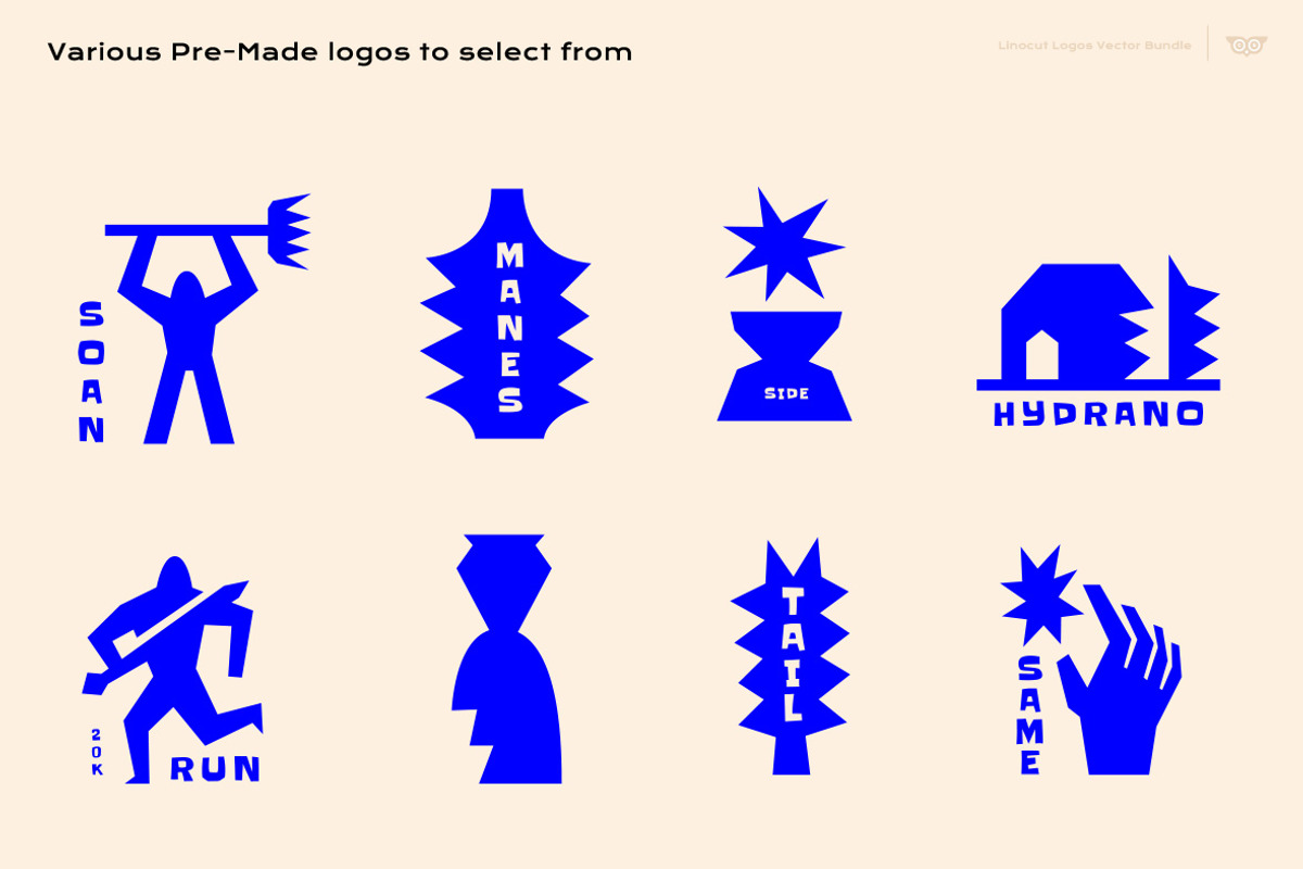 Linocut Logos Vector Bundle, a Branding & Logo Template by ClayStudio (Photo 4 of 9)