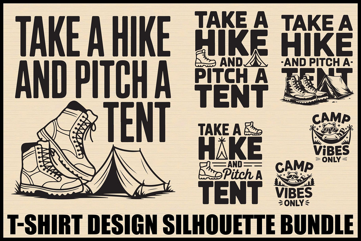 Camping T-Shirt Quote Bundle, an Illustration by jahid234 (Photo 8 of 8)