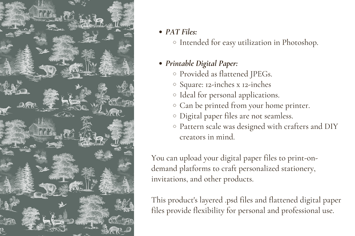 Woodland Toile de Jouy Pattern, a Pattern Graphic by Hughes Studio (Photo 7 of 7)
