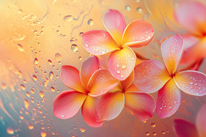 Elegant coral and yellow plumeria, a Photo by Pavel_design