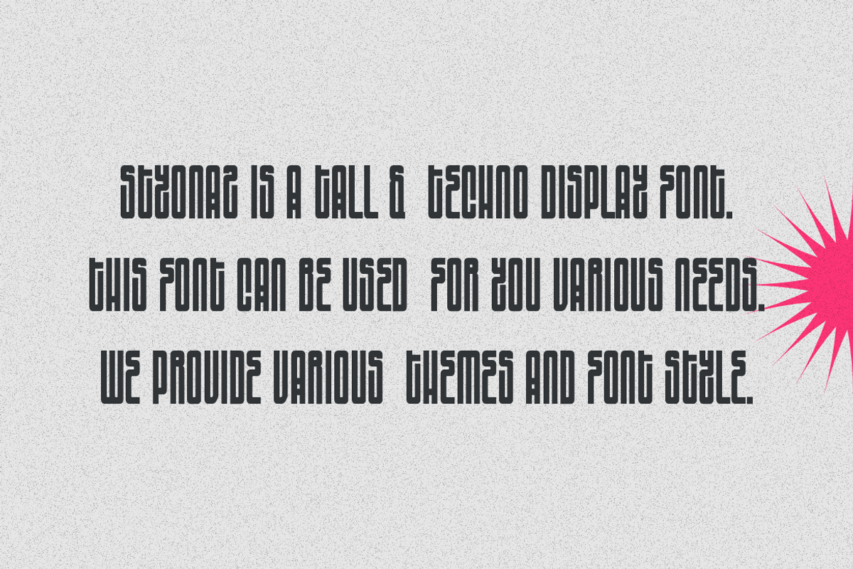 Styonaz - Futuristic Techno Font, a Sans Serif Font by Iqsiart Studio (Photo 4 of 6)