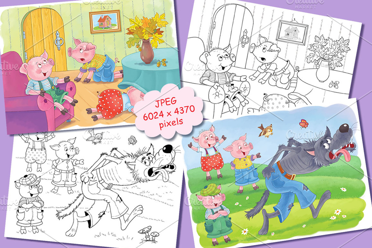The Three Little Pigs bundle, an Animal Illustration by Haso (Photo 5 of 10)