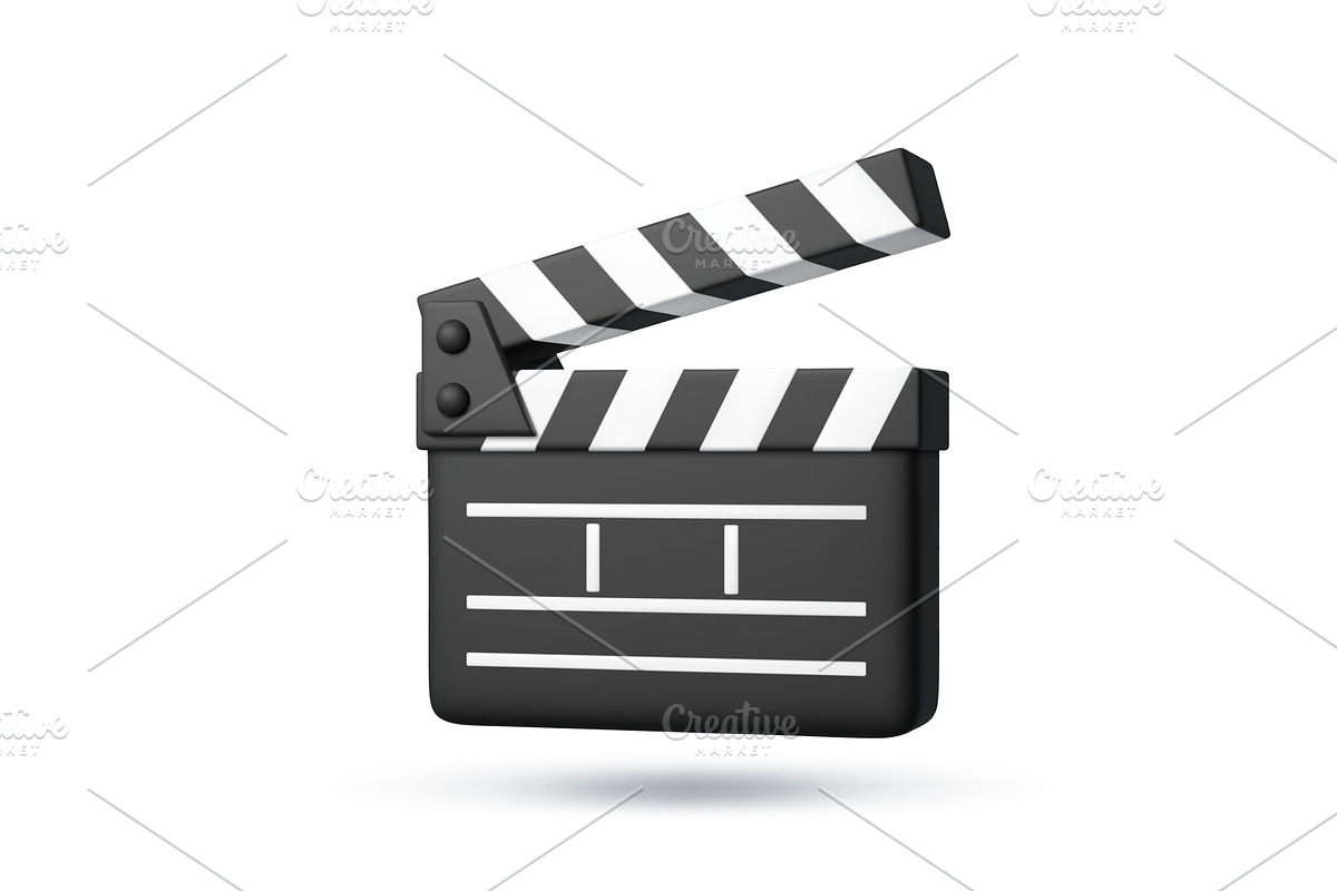 3d movie clapper board icon, an Object Illustration by Buch&Bee