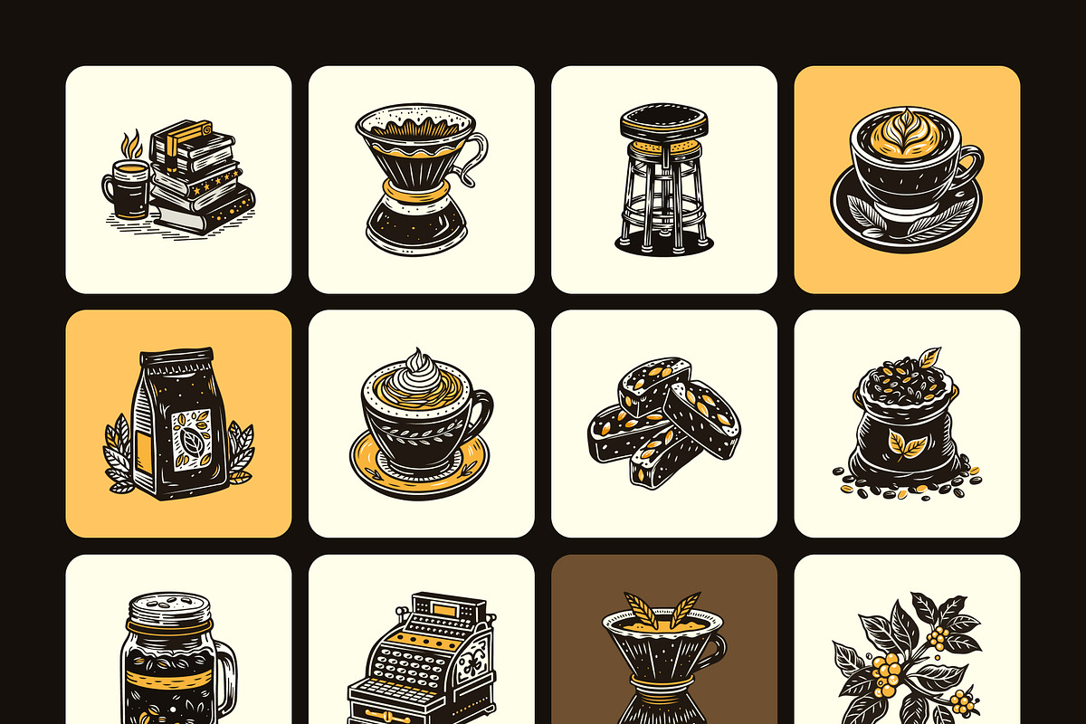 Vintage Coffee Vector Icons, a Solid Icon by Creative Stall (Photo 8 of 9)