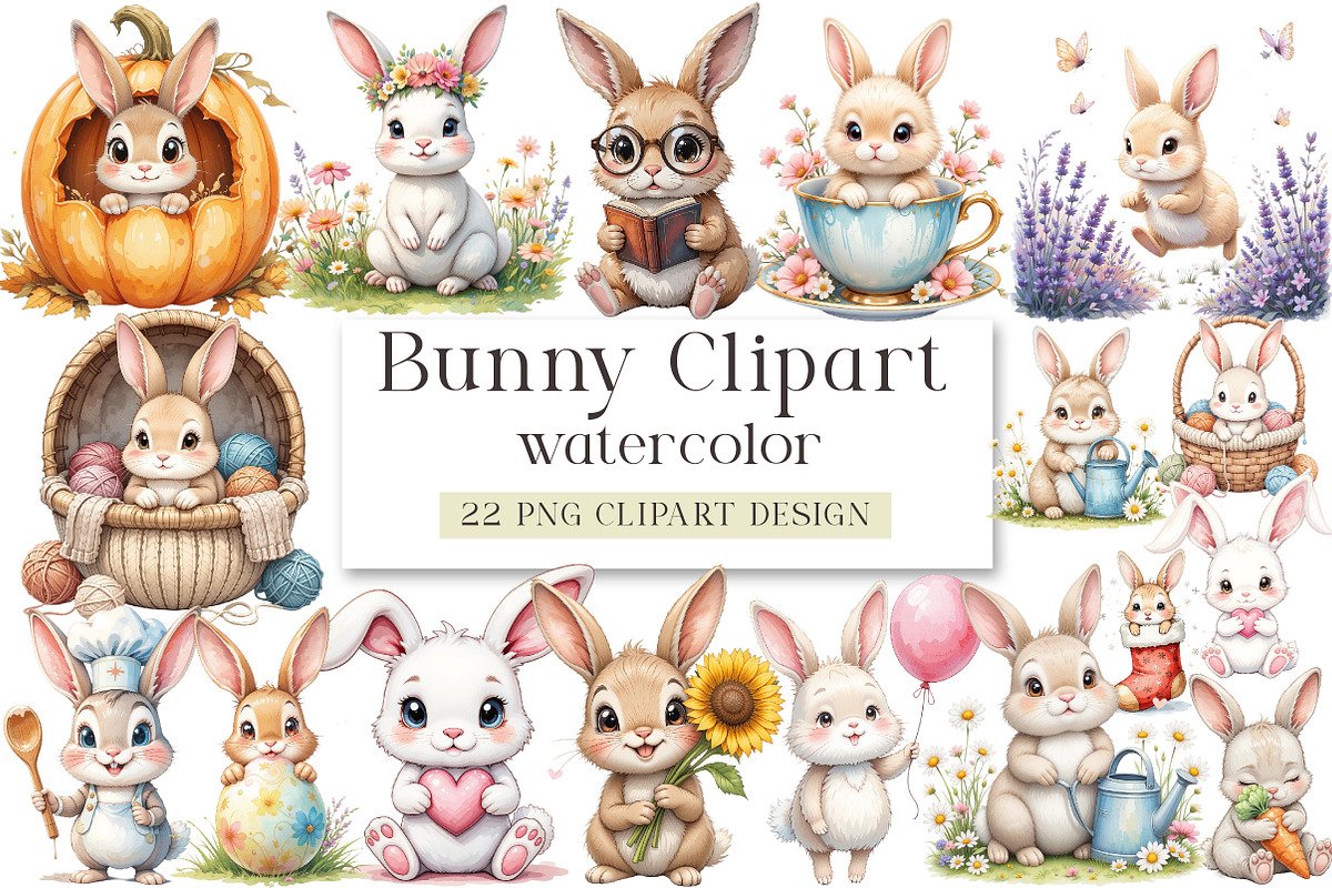 Bunny Clipart, an Illustration by DreamArtGraphic (Photo 1 of 4)