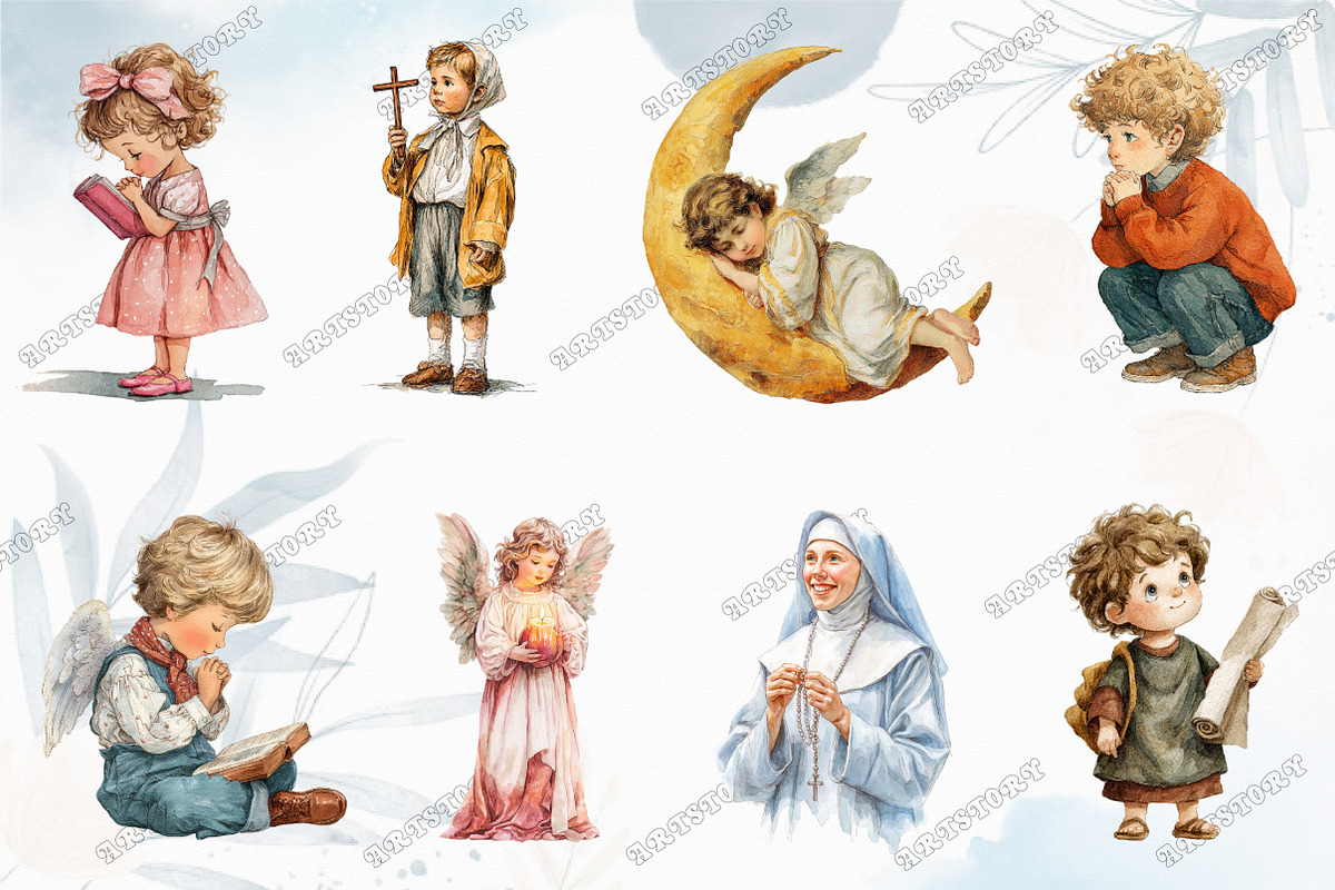 Cute Pink Christian Figures Clipart, a Graphic by designcity5 (Photo 2 of 5)