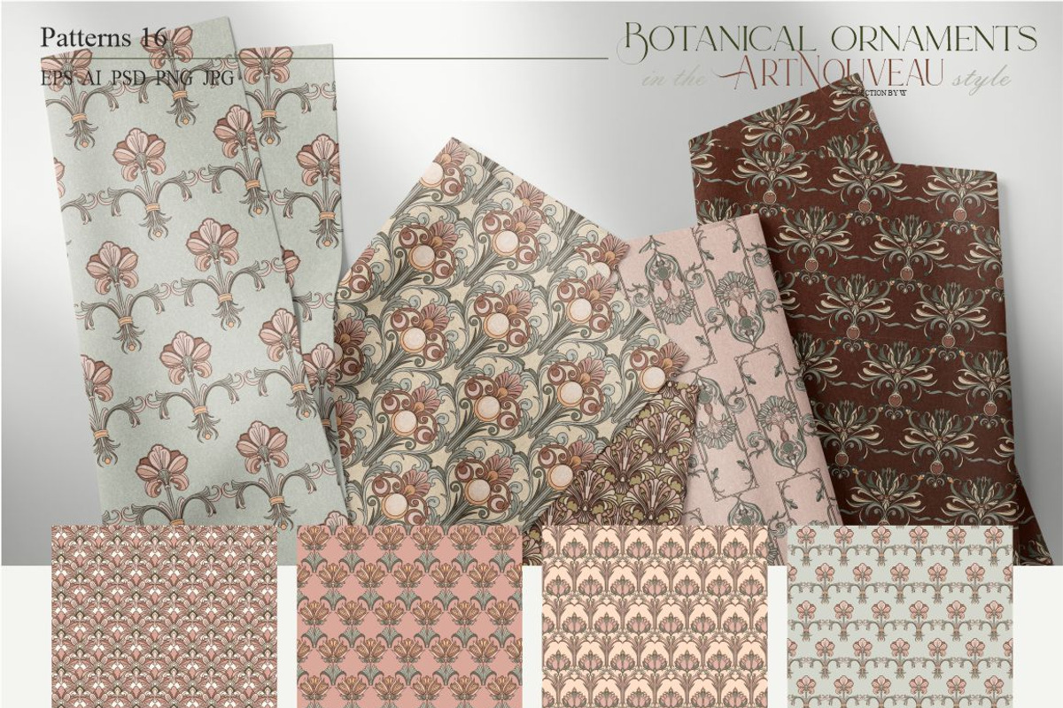 Botanical ornaments Art Nouveau, a Pattern Graphic by Collection by VY (Photo 9 of 9)