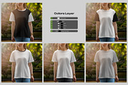 5 Mockups T-Shirt on a Girl Walking, a Shirt Mockup by Grow Design Craft Studio (Thumbnail 3 of 8)