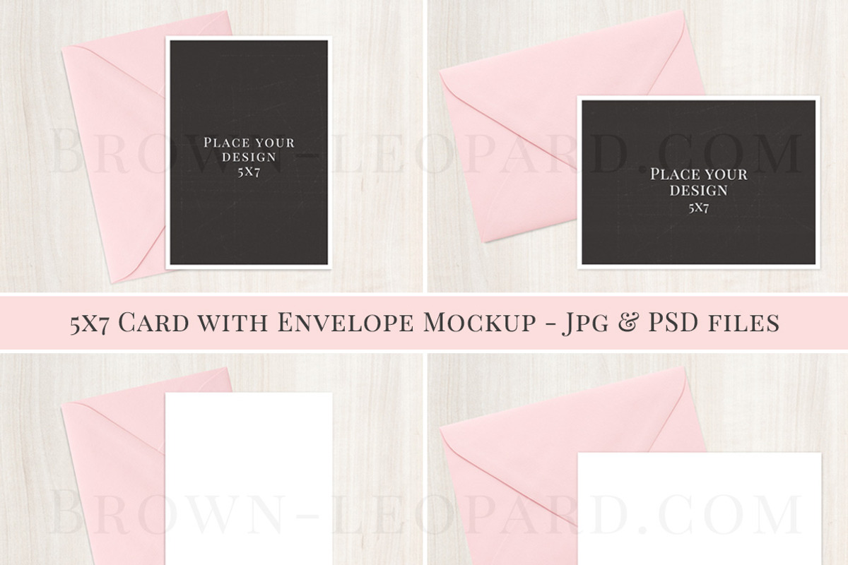 5x7 card & envelope mockup - jpg,psd, a Product Mockup by BrownLeopard (Photo 1 of 4)