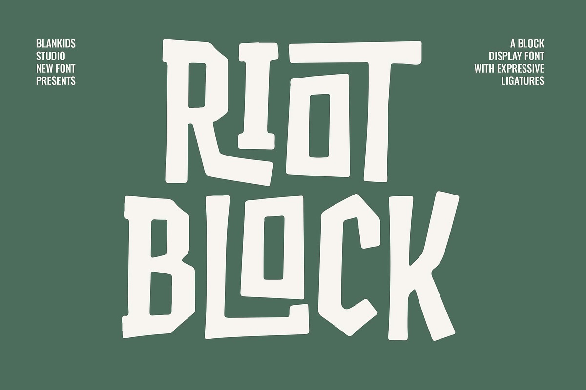 Riot Block a Block Display Font, a Slab Serif Font by Blankids Studio (Photo 2 of 10)