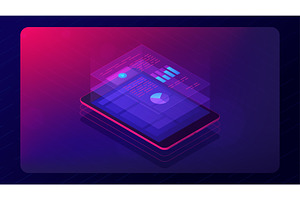 Analysis Cloud App Concept 3d Isometric Vector Illustration