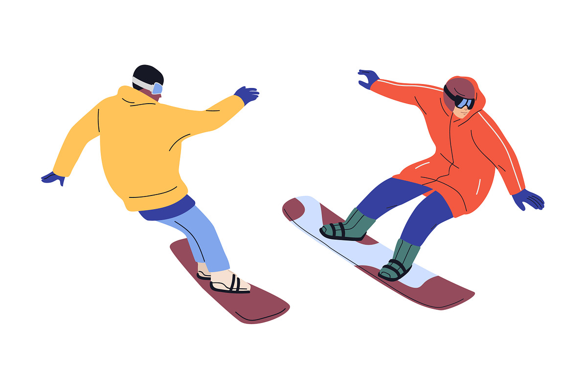 People riding snowboards set, a Sport Illustration by Good Studio (Photo 2 of 4)