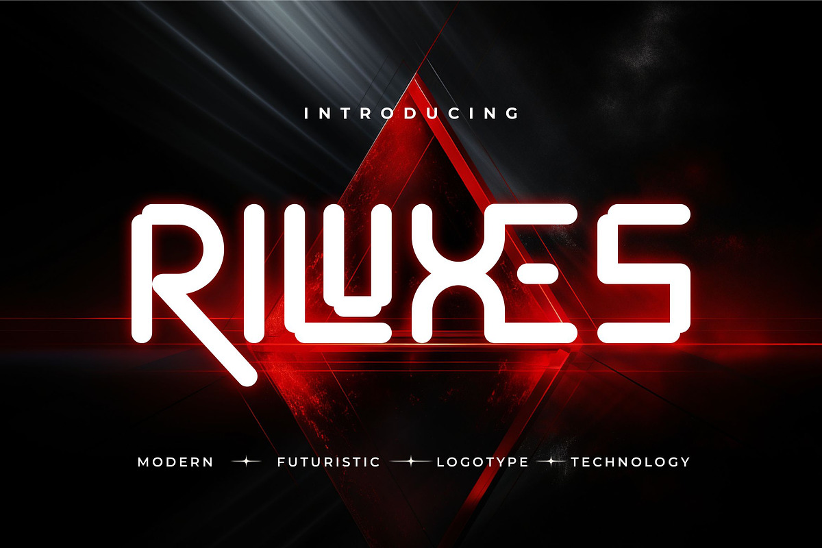 Riluxes || Futuristic Sans Serif, a Sans Serif Font by Ermedia Studio (Photo 1 of 10)