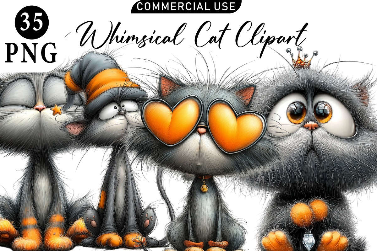 Whimsical Cat Clipart, an Illustration by Daily.Designs (Photo 1 of 5)