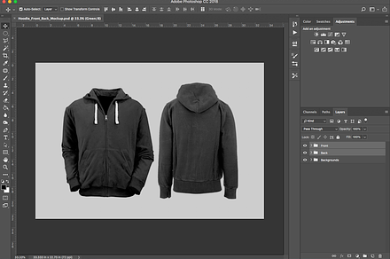 Hoodie Front Back PSD Mockup, a Hoody Mockup by Gordon Designs