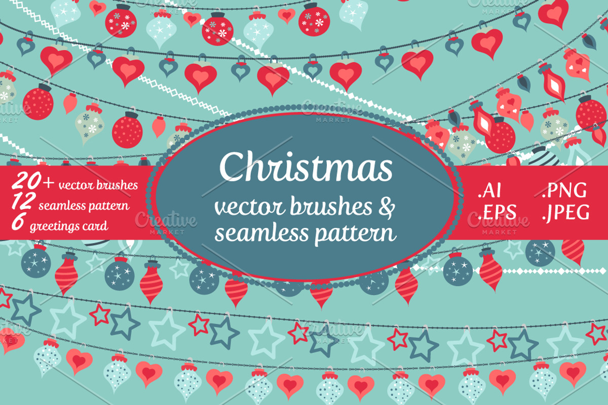 Christmas vector brushes & pattern, a Brush Add-On by MM Studio (Photo 1 of 7)