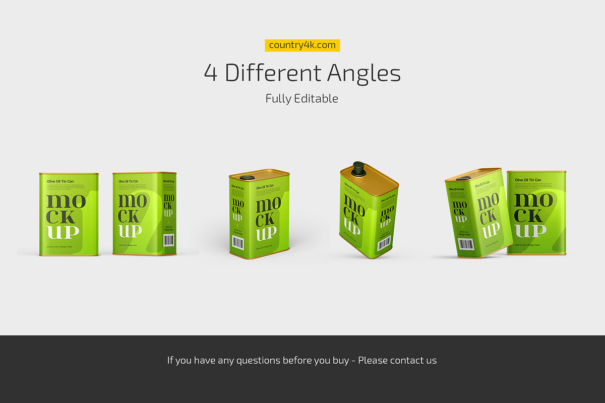 Olive Oil Tin Can Mockup Set, a Packaging Mockup by Country4k (Photo 4 of 4)
