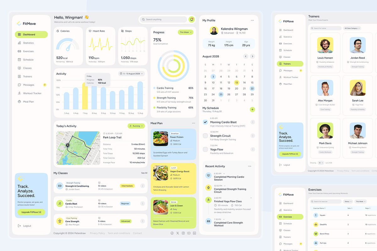 FitMove - Fitness Dashboard, an UI Kit Template by peterdraw (Photo 2 of 7)