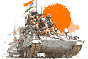 Indian army soldiers and tank., a Photo by Pictures for you!!!!!!!!!