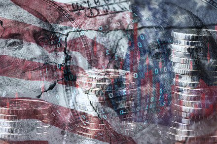 A conceptual image that superimposes elements of the US flag, do, a Business Photo by ndanko