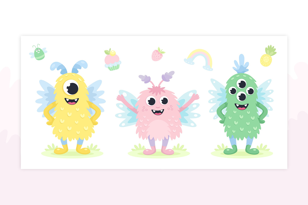 Cute Monsters, a Texture Illustration by LartGraphics (Photo 11 of 13)