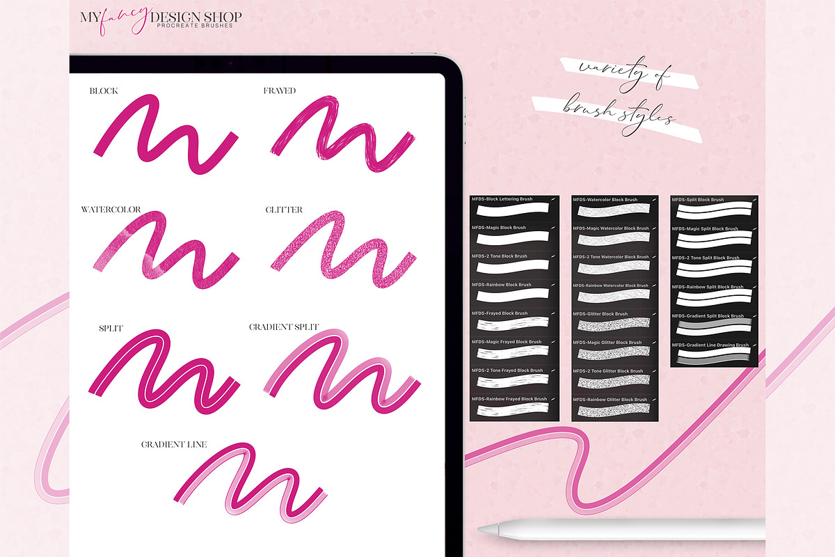 Procreate Block Lettering Brushes, a Brush Add-On by My Fancy Design Shop (Photo 2 of 10)