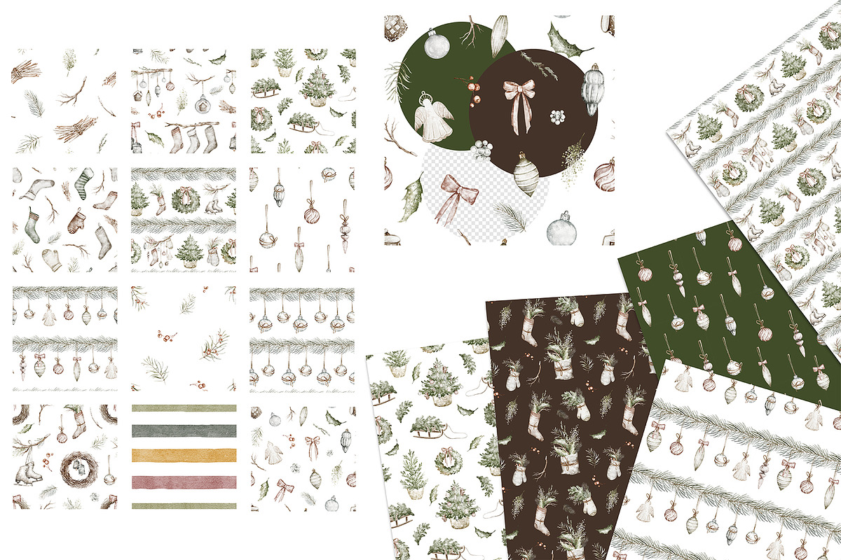 Boho‑Nordic Christmas Watercolor Set, a Seasonal Illustration by LenArt (Photo 9 of 17)