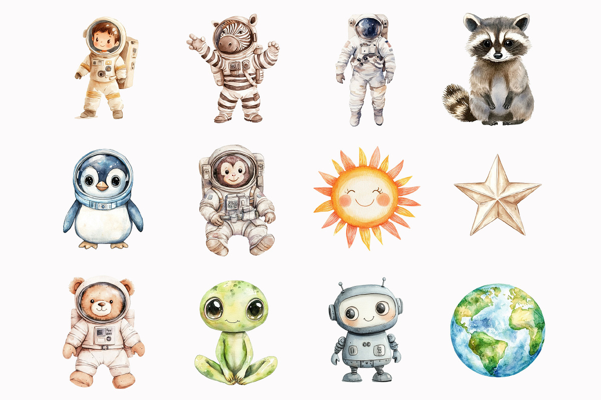 Cute Astronaut Clipart, an Illustration by Design Market (Photo 2 of 5)
