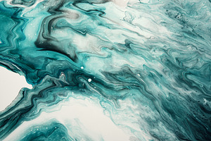 Fluid Art. Liquid dark turquoise abstract drips and wave. Marble effect backgro