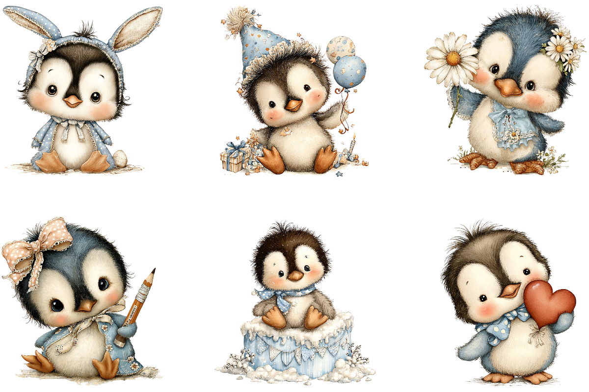 Cute Winter Penguin Clipart Bundle, a Seasonal Illustration by CreationArt (Photo 4 of 5)
